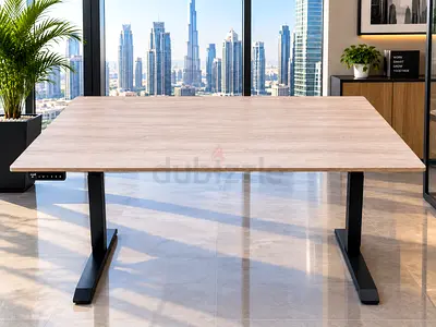 Electric Height-Adjustable Office Desk - Large Wood Top
