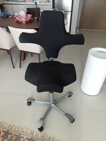 HAGCapisco Adjustable Standing Desk Chair Silver Frame Eco Polyester Black Seat