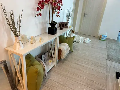 2 x White Narrow Console Table with X-Frame Legs