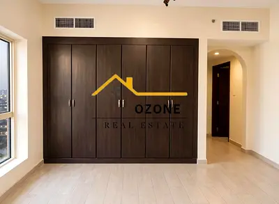 12 cheques / wardrobes / with parking 1 bhk with 2 baths in new muweilah commercial