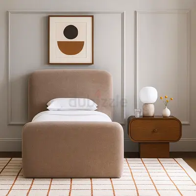 Soft round edges light brown single bed