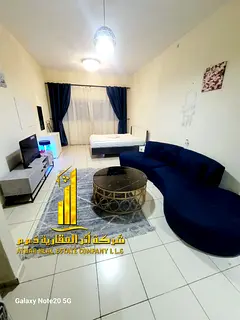 A luxurious studio open view with a semi-detached kitchen, fully furnished, elegant furniture and a 