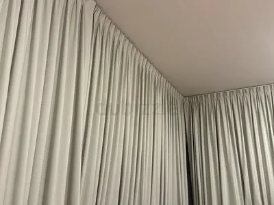 Full-length floor-to-ceiling curtains, approx. 10.5 m, in very excellent condition.