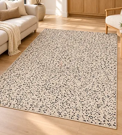 Beige Speckled Modern Area Rug - Medium Size