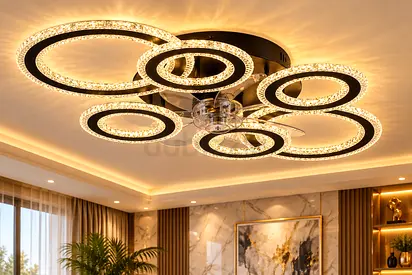 6 ring led lights with fan lamp