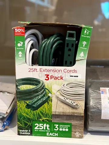 Jasco Grounded Outlets Extension Cords, 25' Length (3 Pack)