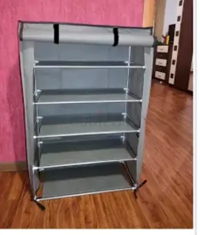 5-Tier Portable Fabric Shoe Rack — Grey