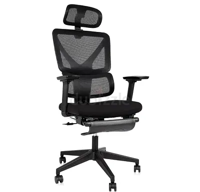 Comfortable Ergonomic Black Mesh Office/Computer Chair (Lumbar Support, Footrest, Headrest, Armrest)