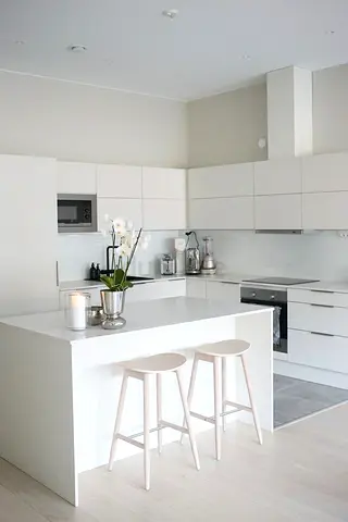 Modern all-white kitchen Island