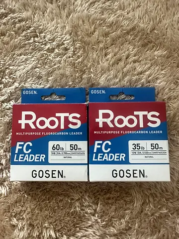GOSEN Roots Fluorocarbon FC Leader 50m - 60lb & 35lb (2 Spools)