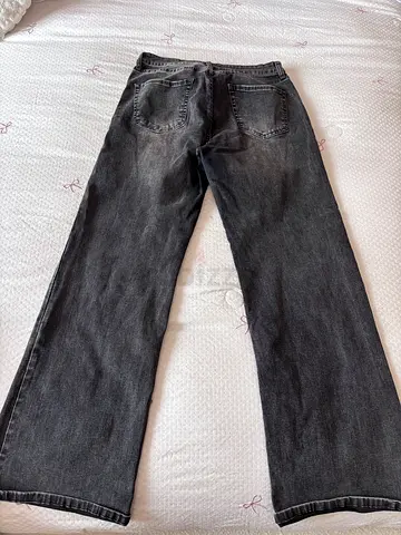 Grey straight-leg denim jeans - gently used