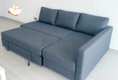 IKEA L Shape Sofa cum bed with big storage and you can fix the storage left or right anyside you wan