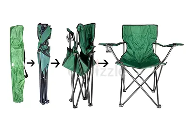 Set of 2 Foldable Camping / Outdoor Portable Folding Chair with Carry Bag - Green