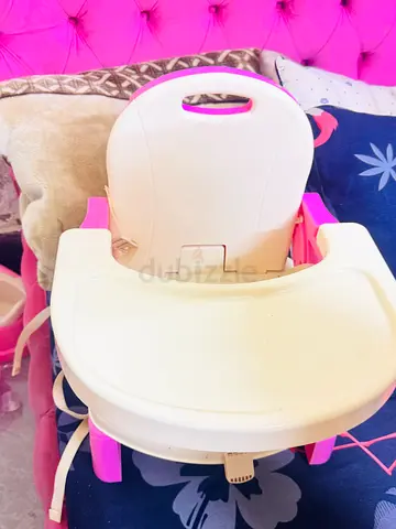 Portable Pink & White Baby Booster/Feeding Chair with Tray - Good Condition