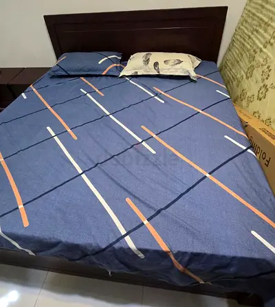 Solid MDF Bedroom Set for Sale: Bed with storage, mattress, 4-Door Wardrobe, 2 Side Tables