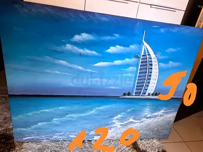 Seaside Acrylic Painting of Burj Al Arab on Canvas (120 x 70 cm)