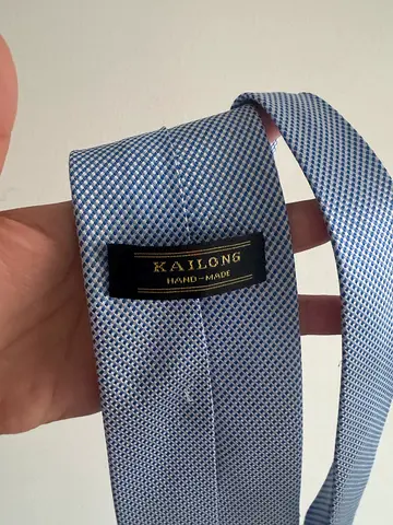 Light blue, red and silver men's silk tie - Raylong hand made