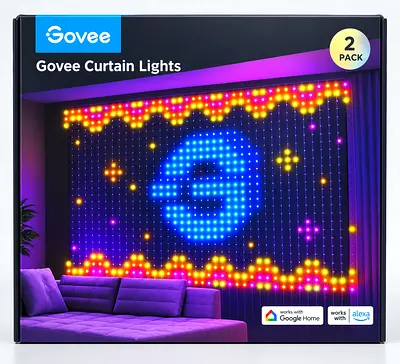 Govee LED Smart Curtain Lights 2-Pack RGBIC - Works with Alexa & Google Home