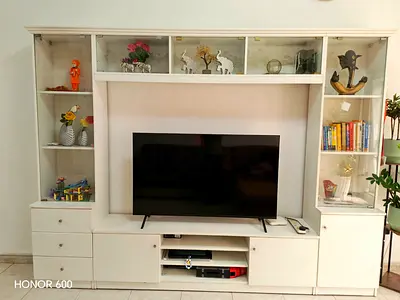 Desigbed TV unit cum decorative storage MDF wood and storage space