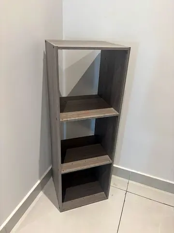 Wooden 3-Shelf Narrow Bookcase / Storage Unit - Light Grey