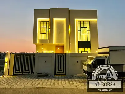 For rent in Al Zahia: 4 master bedrooms, men's majlis, family room, kitchen, and maid's room