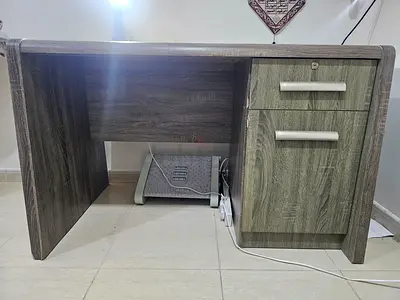 Home Center Wooden Office Computer Desk with Drawer and Cabinet - Grey Oak