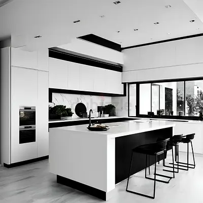 Modern Minimalist Black & White Kitchen Island