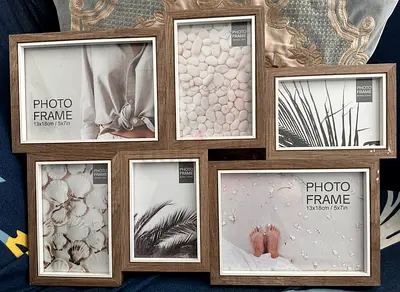 Wooden Multi-Photo Frame Collage - Holds 6 Photos (13x18cm / 5x7in)