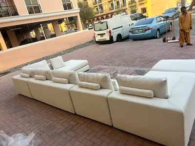Stylish Comfort Marina Home U Shape Sofa Beige with footstool