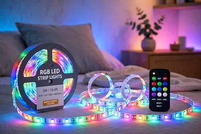 RGB LED Strip Light 5M With Remote - For Bedroom & Gaming Room