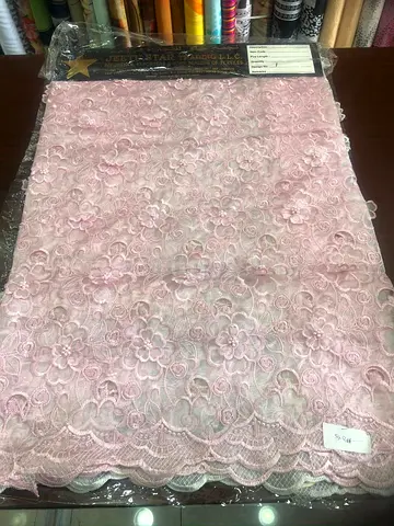 Light Pink Floral Lace Fabric Panel - Approx 1.5m x 1.3m