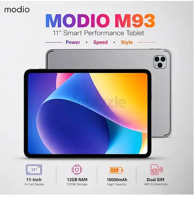 Modio M93 11-inch Tablet — 12GB RAM, 512GB, 10000mAh, Dual SIM (Like New)