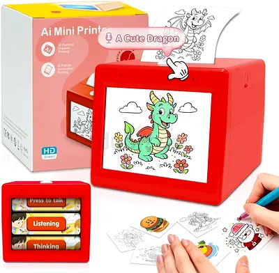 Smart AI Voice Sticker Printer, Kids Toys Spark Imagination Intellectual Development, Mini Thermal