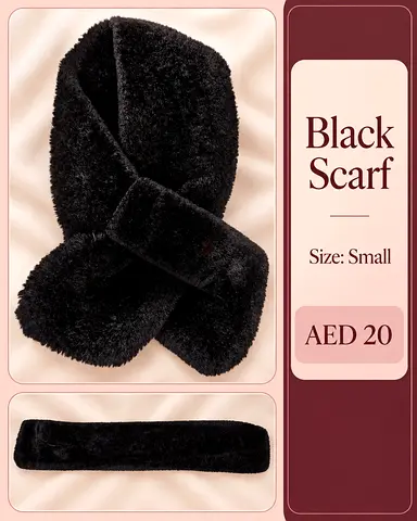 Black Faux Fur Scarf - Small