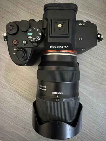 Sony Alpha mirrorless camera with Tamron 28-75mm f/2.8 lens (body + lens)