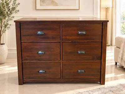 Pottery barn Solid Wood 6-Drawer Dresser / Chest - Dark Brown
