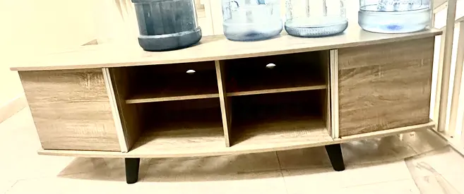 Low TV Stand / Entertainment Unit in Light Wood Finish