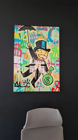 Framed Banksy-Style Monopoly Rich Uncle Graffiti Art Print