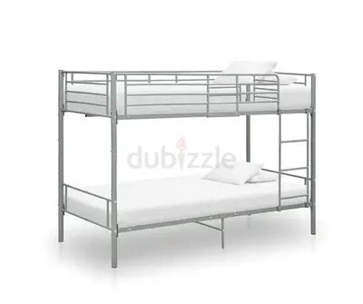 Metal Bunk Bed with Single Lower Bed Frame - Sturdy Silver Finish