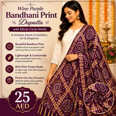 Wine Purple Bandhani Print Dupatta