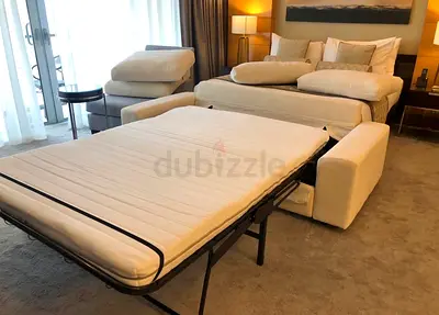 Cream Fabric Sofa Bed with Pull-Out Guest Bed  Good Condition vimle