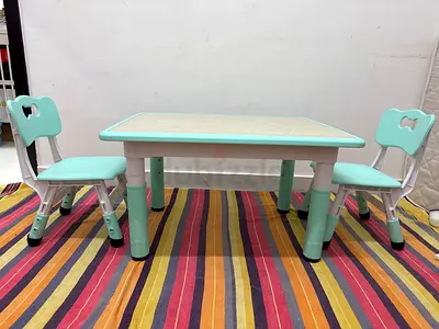 Kids activity table with 2 matching chairs - mint green set