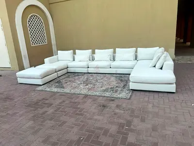 Top quality Marina Home feather 🪶 filled U Shape Sofa Beige with footstool