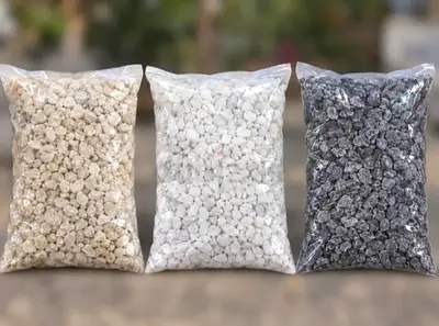 Pack of Decorative Aquarium / Plant Pebbles - Beige, White, Black