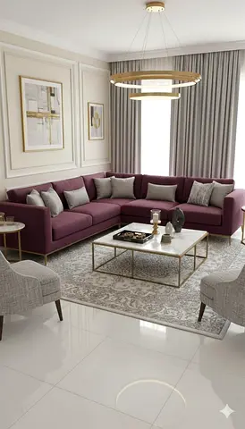 SBrand New purple color L shaped 5 seater corner sofa