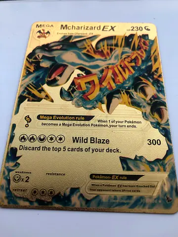 M Charizard EX 230 HP – Gold/Metallic Replica Card Collectible