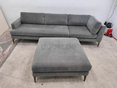 West elm velvet gray color lshape sofa
