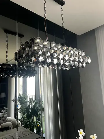Rectangular Crystal Pendant Chandelier - Modern Dining Light