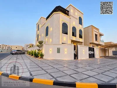 corner sale a villa in Ajman Al Amrah 7 master rooms a Majles room a hall maid room freehold for all nationalities includes registration electric wate