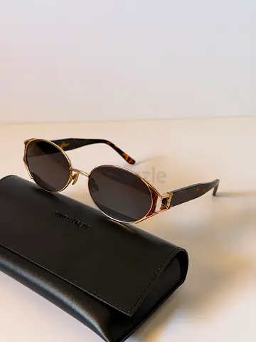 Saint Laurent Designer Sunglasses with Case - Classic Black & Gold